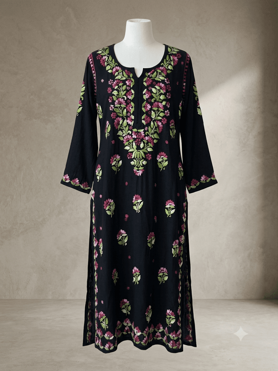 Rayon Multi on Black Kurti