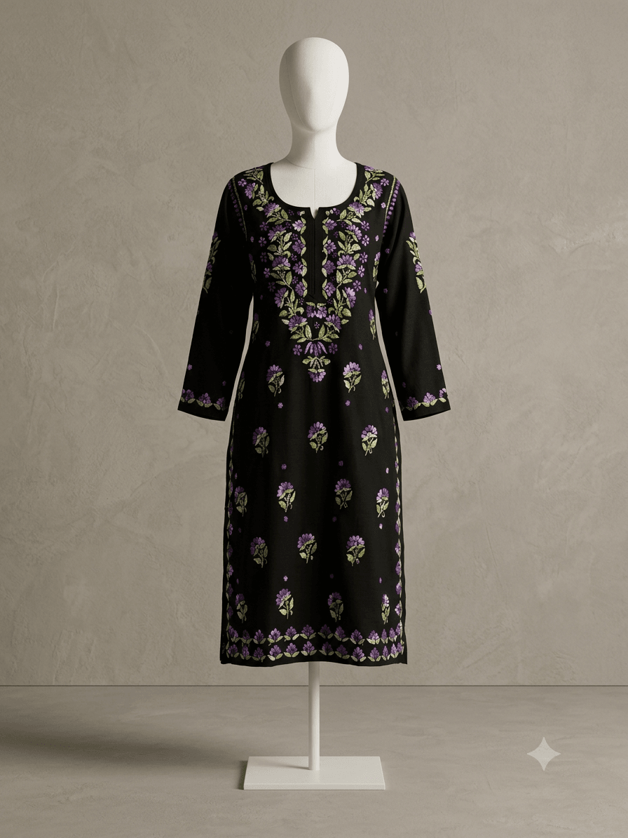 Rayon Multi on Black Kurti